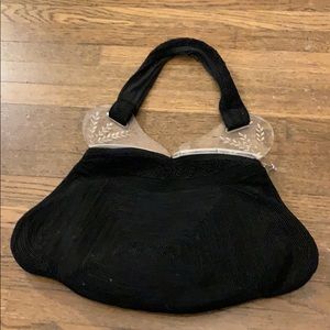Vintage 1940s black purse w/lucite handles